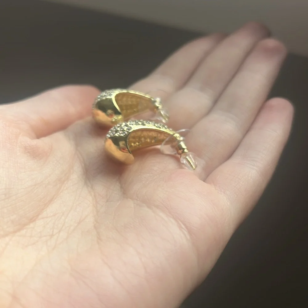 Gold Drop Cubic Zirconia Earrings - Picture 5 of 5